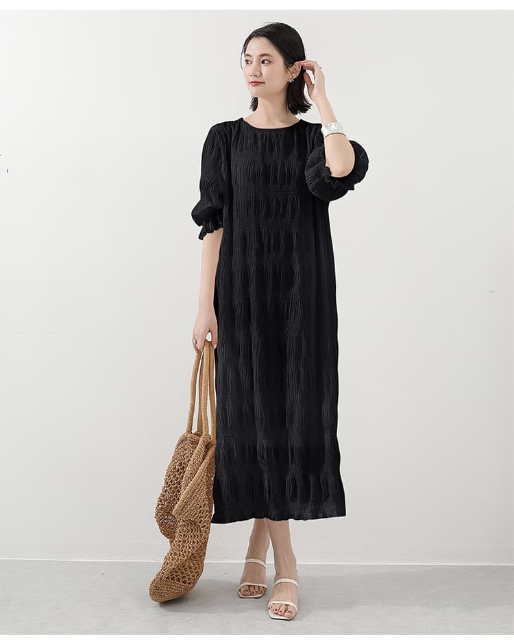 イエベ春/イエベ秋服 透かし編みニットワンピース