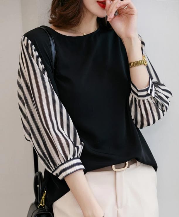 ぽわん袖シフォンシャツ