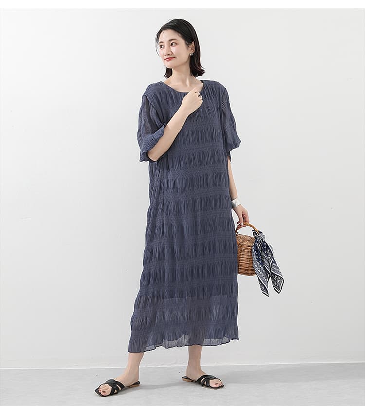 イエベ春/イエベ秋服 透かし編みニットワンピース