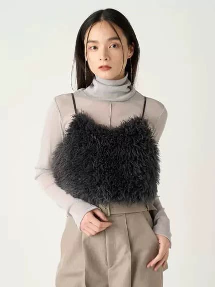 イエベ春/イエベ秋服 もこもこファーニットベスト