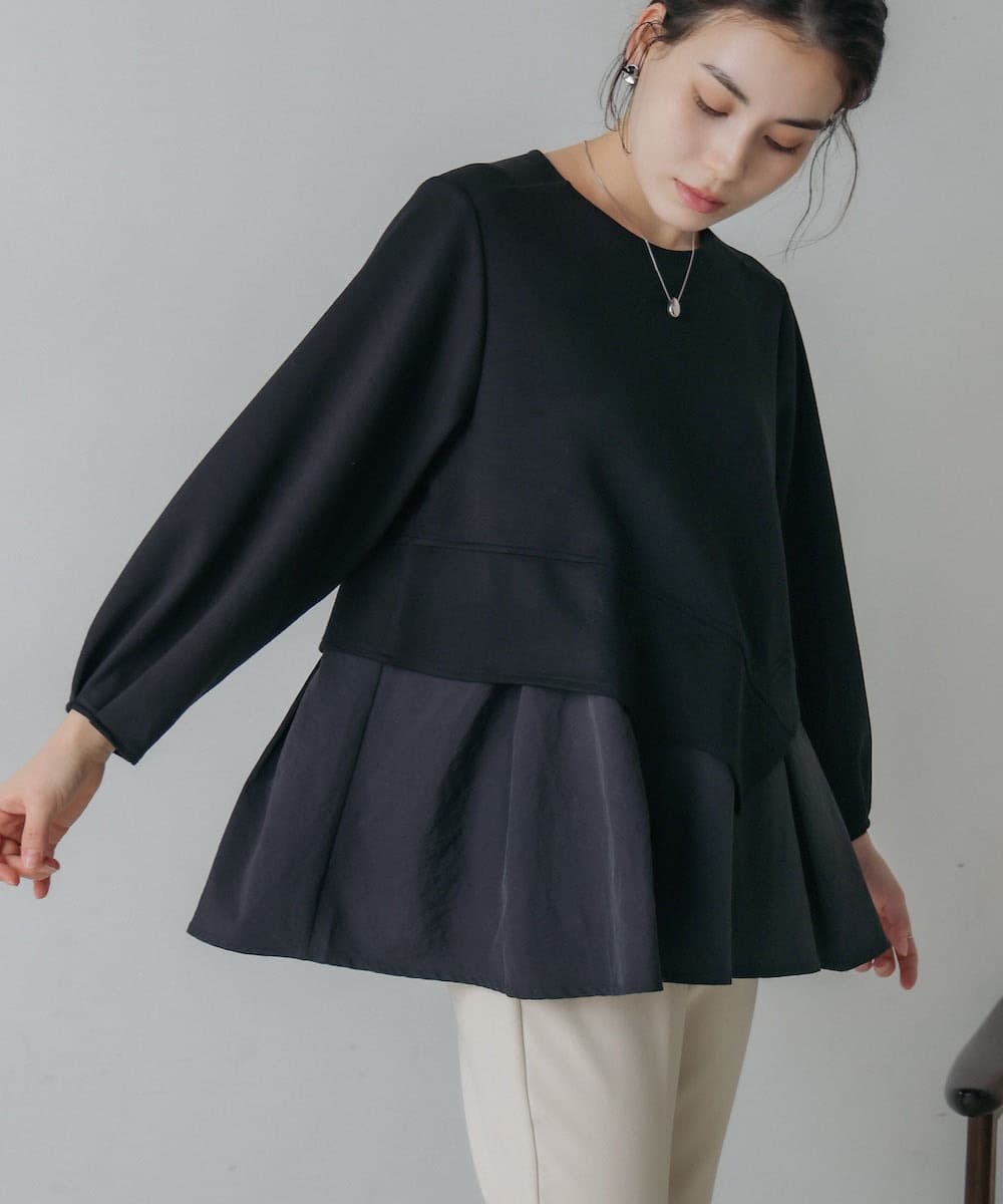 イエベ春/イエベ秋服 切り替えデザイン袖ふんわりTシャツ