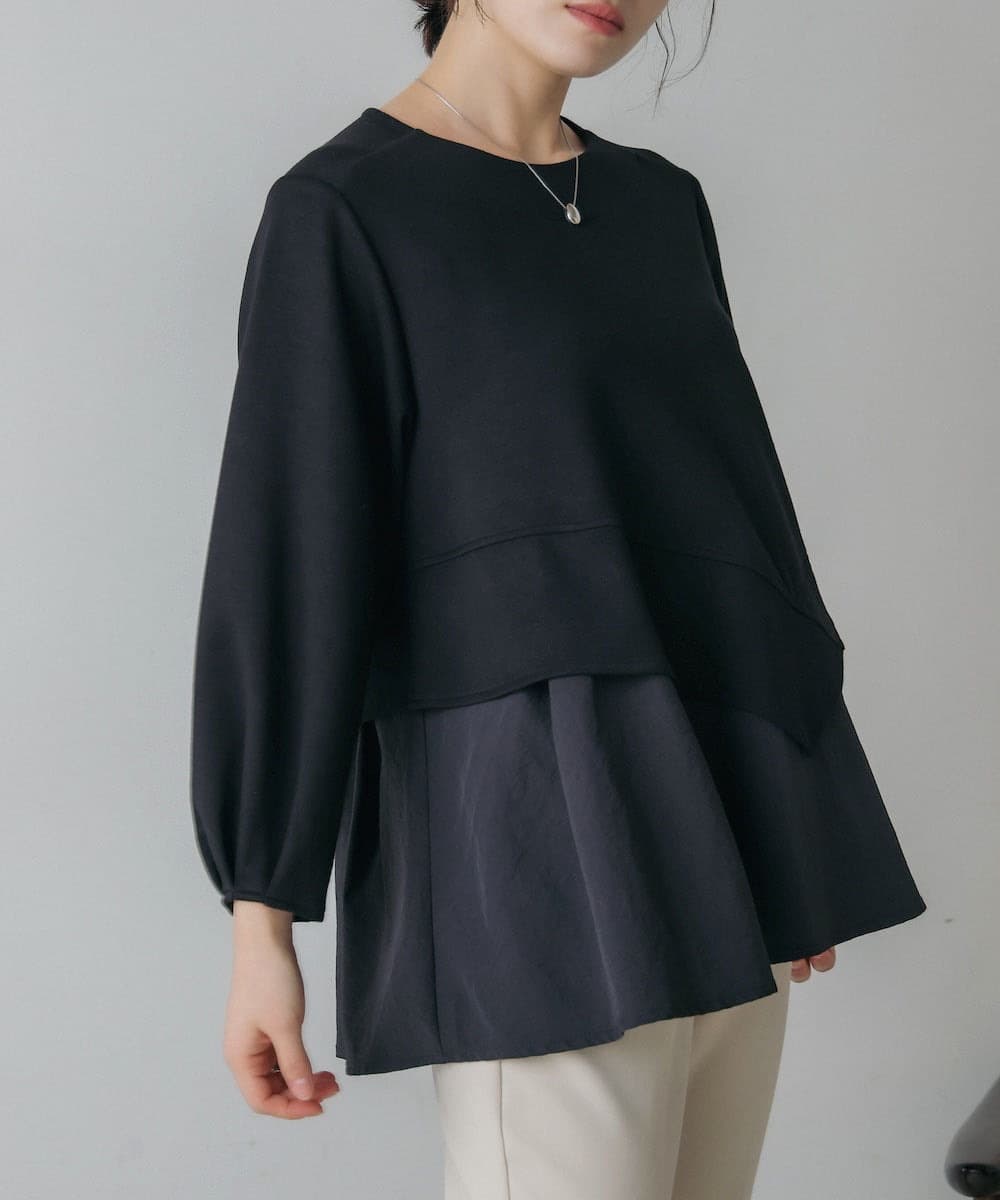 イエベ春/イエベ秋服 切り替えデザイン袖ふんわりTシャツ