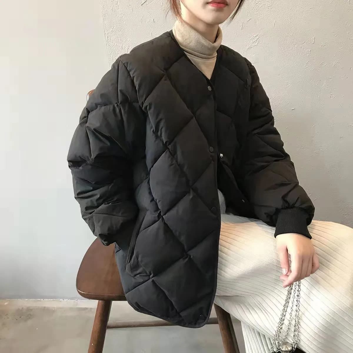 イエベ春/イエベ秋服 洗練された上品キルティング中綿ジャケット