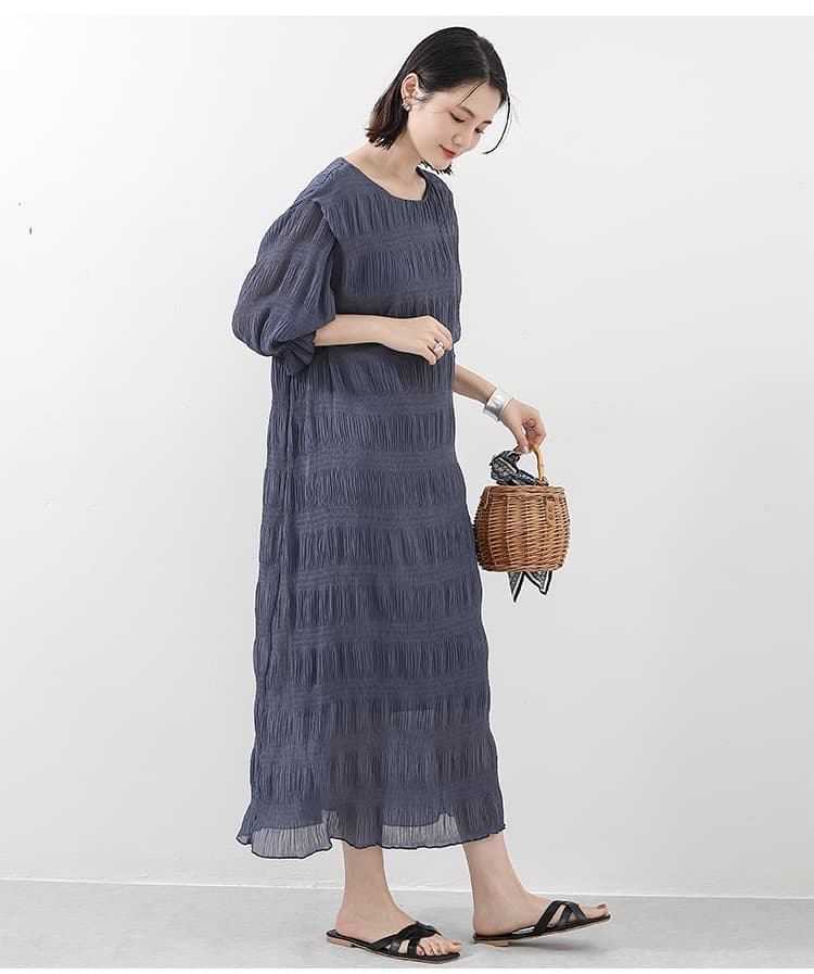 イエベ春/イエベ秋服 透かし編みニットワンピース