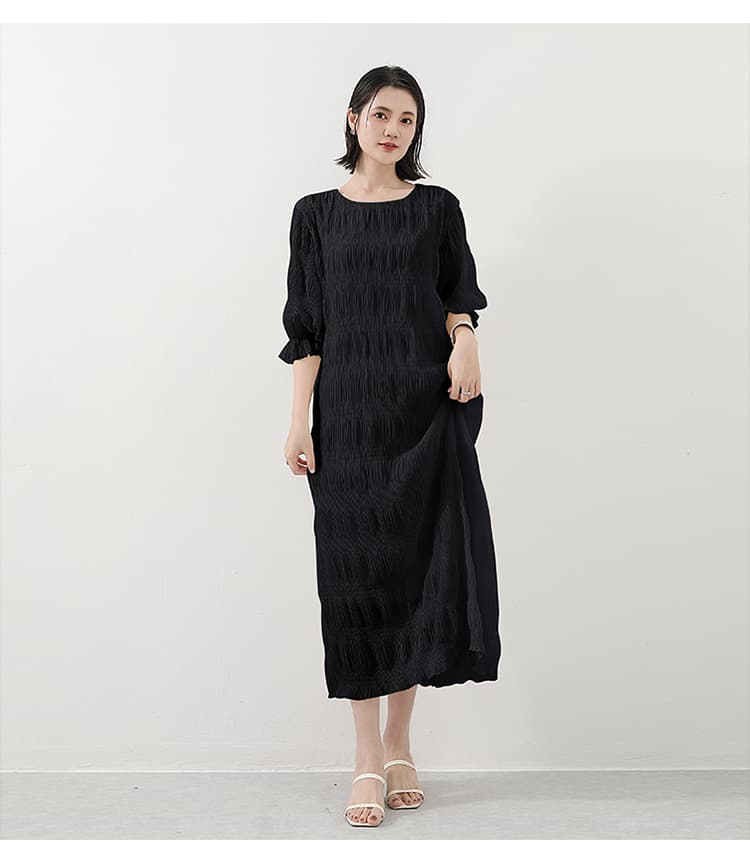 イエベ春/イエベ秋服 透かし編みニットワンピース