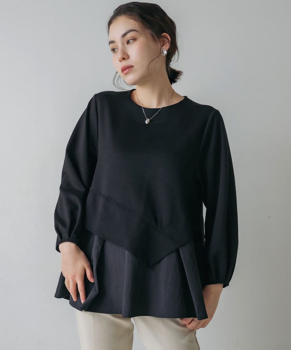 イエベ春/イエベ秋服 切り替えデザイン袖ふんわりTシャツ