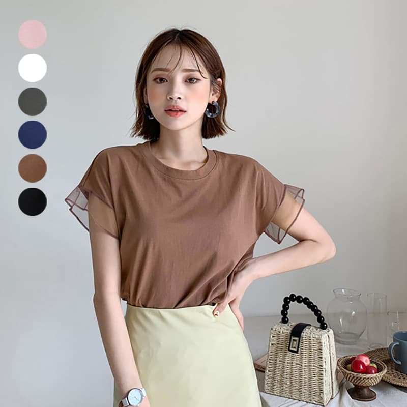 イエベ春/イエベ秋服 透かし袖クラシカルTシャツ