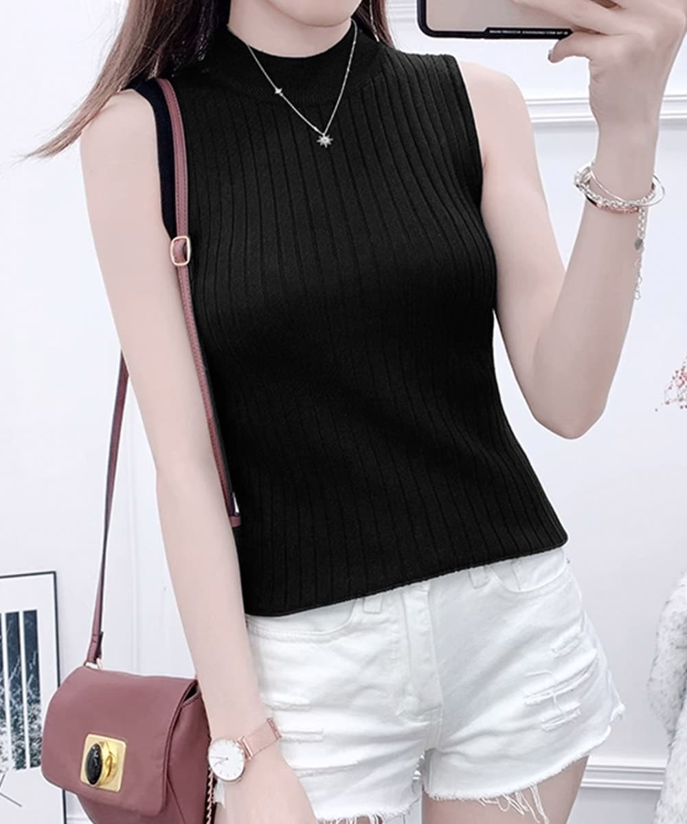 イエベ秋服 イエベ春/イエベ秋服リブノースリーブニット