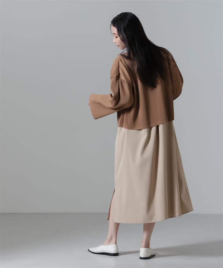 イエベ春/イエベ秋服 プリーツ編み袖カーディガン
