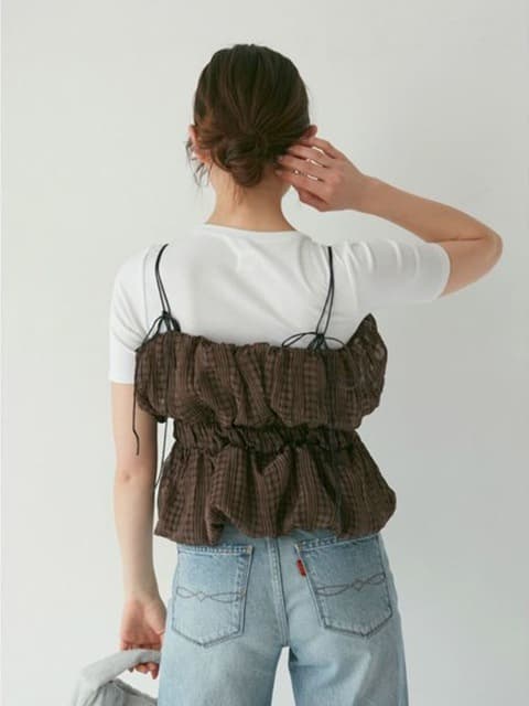 イエベ春/イエベ秋服 切替フリルキャミビスチェ
