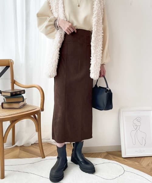 イエベ春/イエベ秋服 ハイウエスト マキシ丈スコート