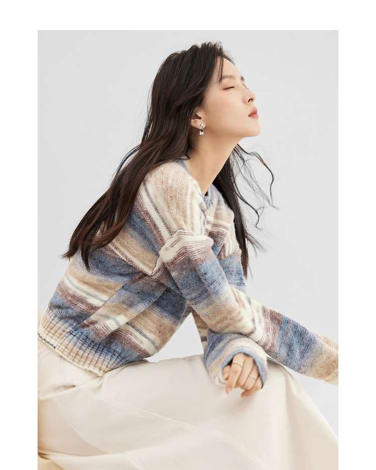 イエベ春/イエベ秋服 ふんわり優美なボーダーニット