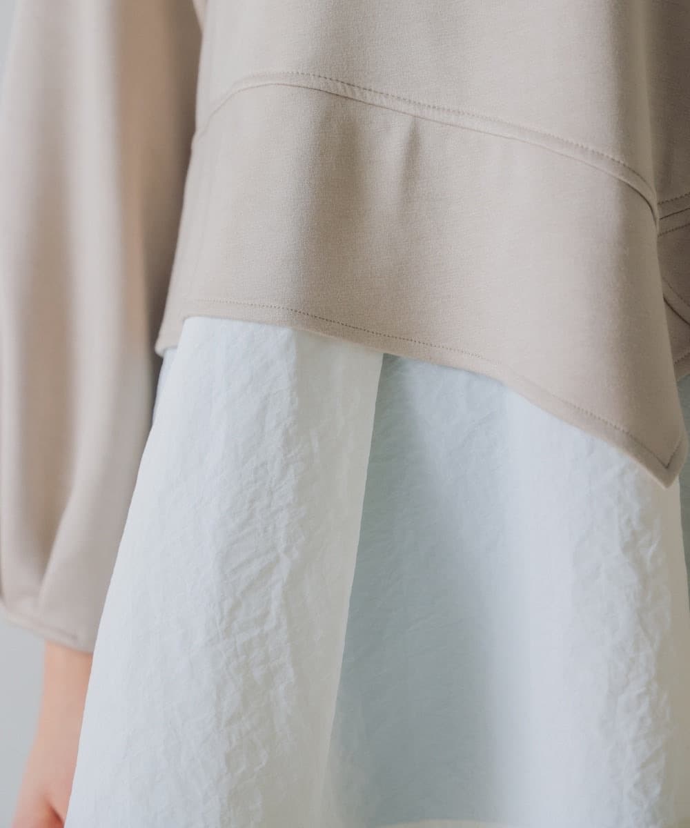 イエベ春/イエベ秋服 切り替えデザイン袖ふんわりTシャツ