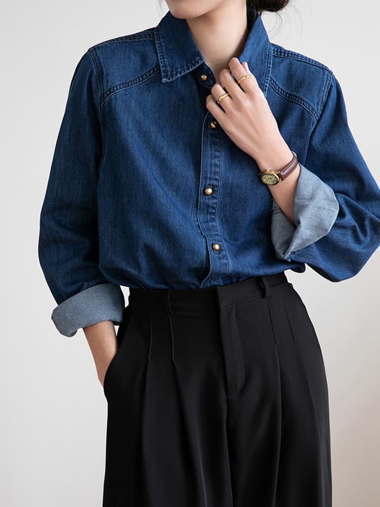 イエベ春/イエベ秋服 上質デニム クラシックシャツ