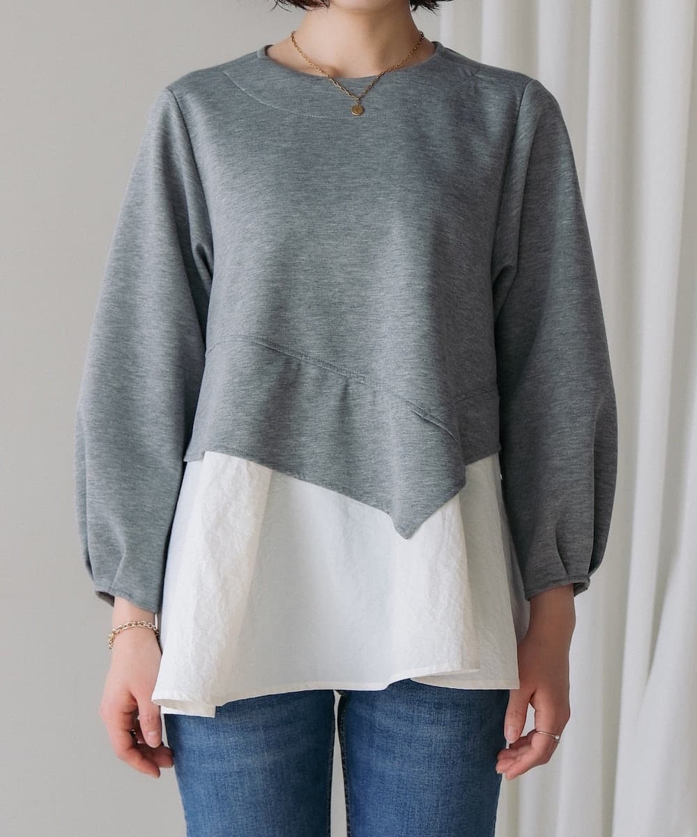 イエベ春/イエベ秋服 切り替えデザイン袖ふんわりTシャツ