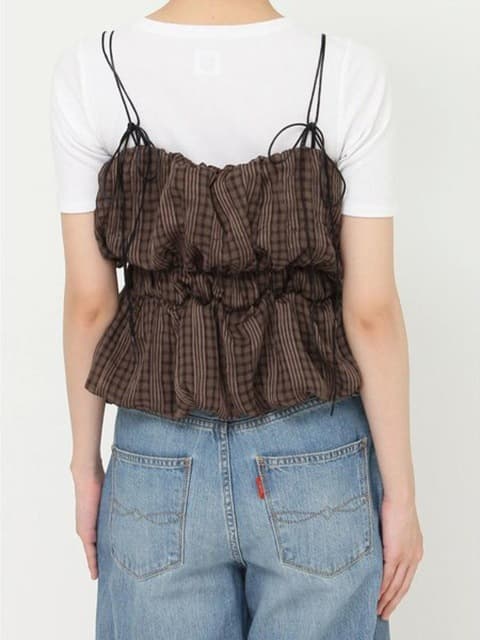 イエベ春/イエベ秋服 切替フリルキャミビスチェ