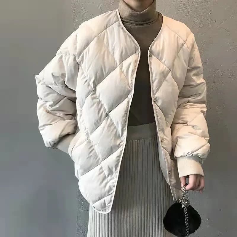イエベ春/イエベ秋服 洗練された上品キルティング中綿ジャケット