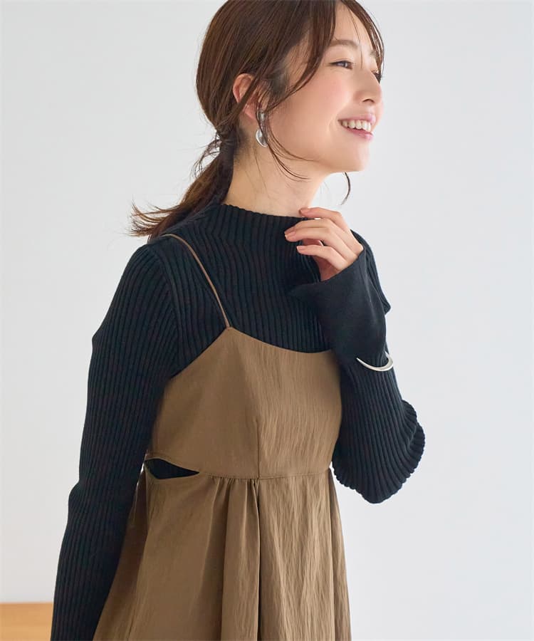 イエベ春/イエベ秋服 リブ編みタートルネック