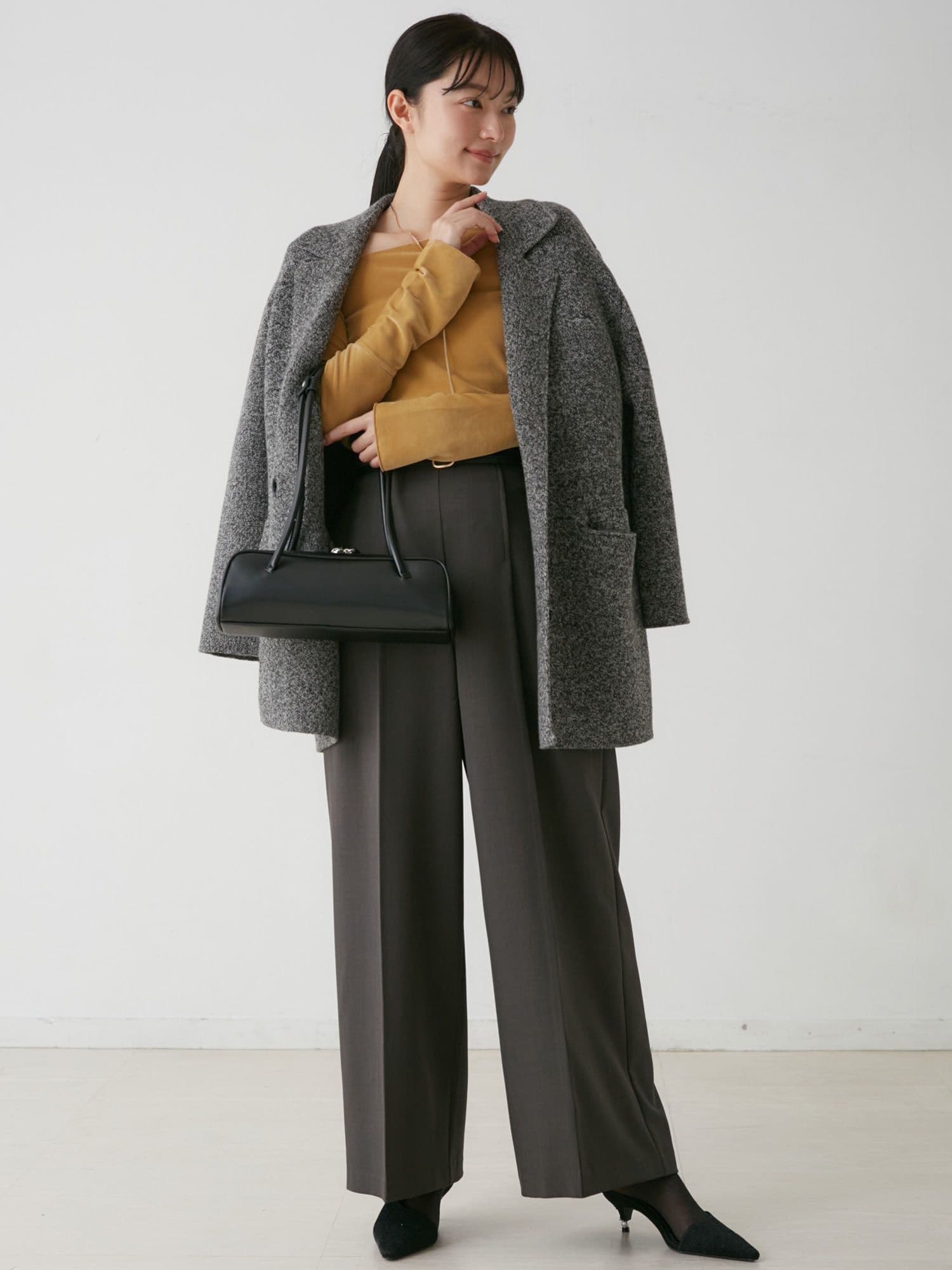 イエベ春/イエベ秋服 アシンメトリー薄手シアーブラウス