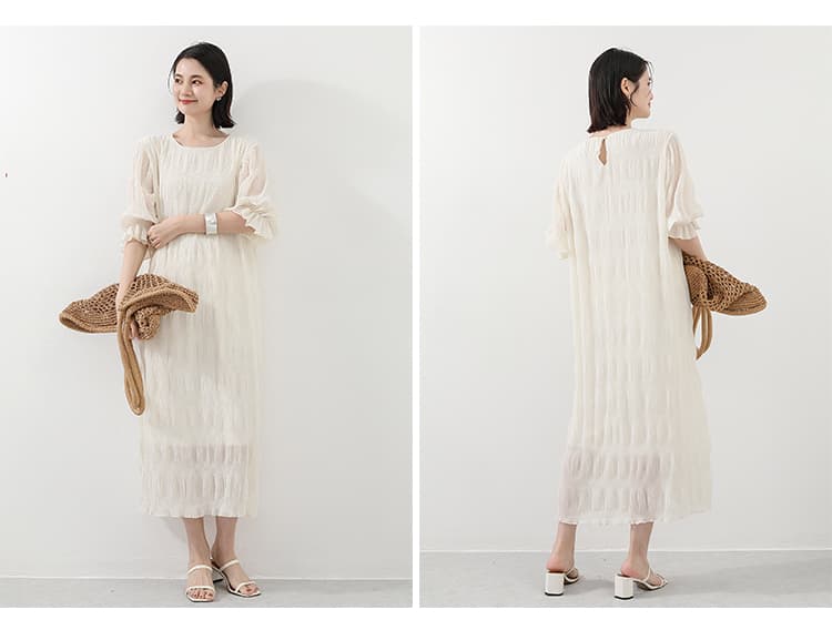 イエベ春/イエベ秋服 透かし編みニットワンピース