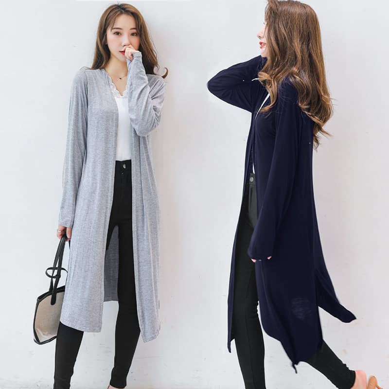 イエベ春/イエベ秋服 上品なロング丈ニットカーディガン