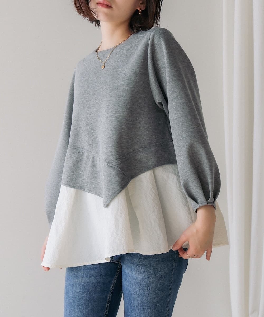 イエベ春/イエベ秋服 切り替えデザイン袖ふんわりTシャツ