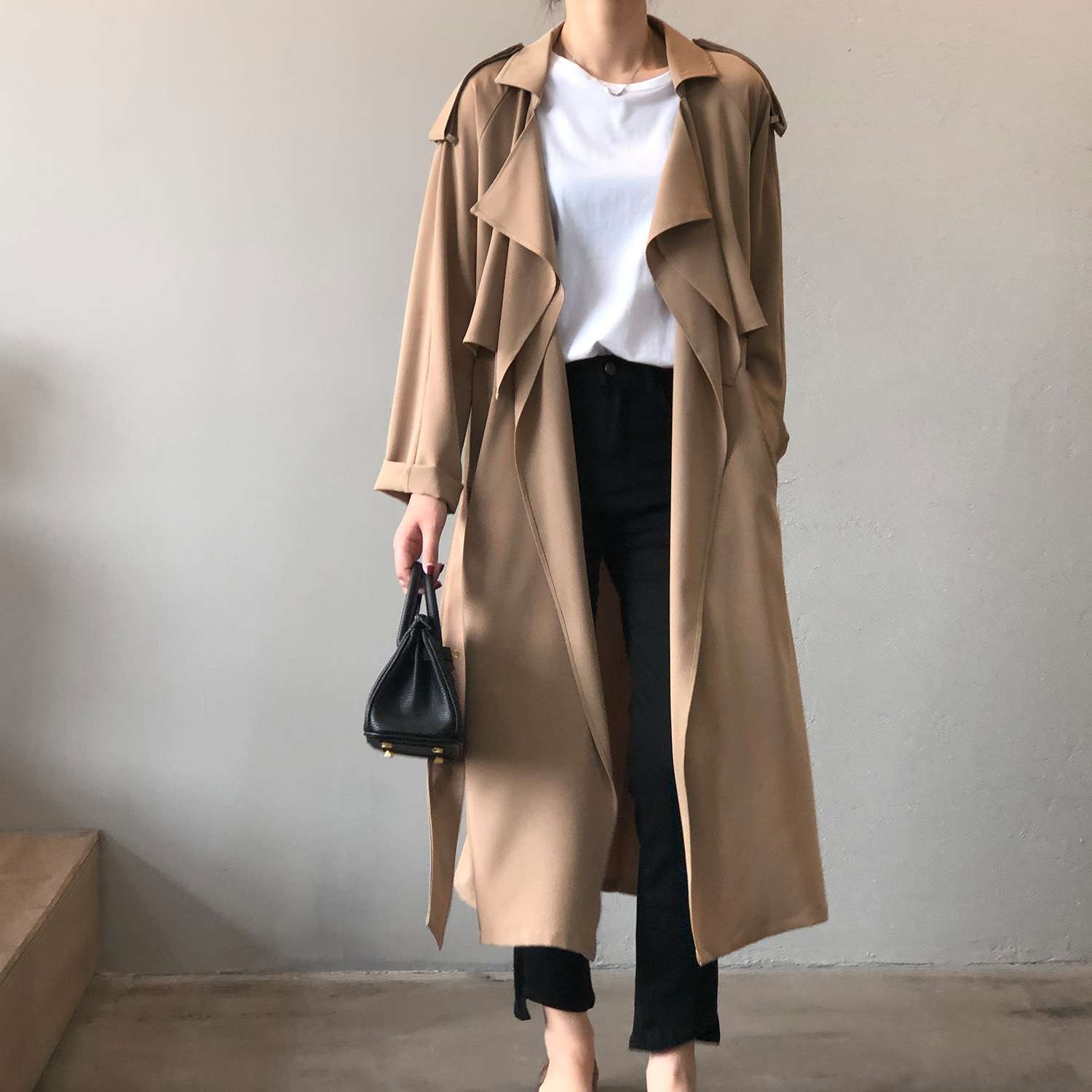 イエベ春/イエベ秋服 クラシカル ドレープロングコート