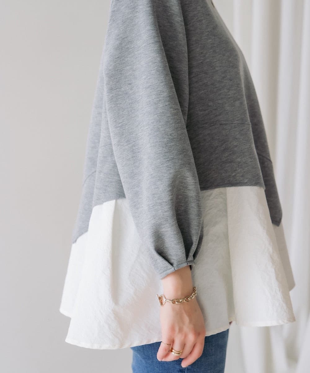 イエベ春/イエベ秋服 切り替えデザイン袖ふんわりTシャツ