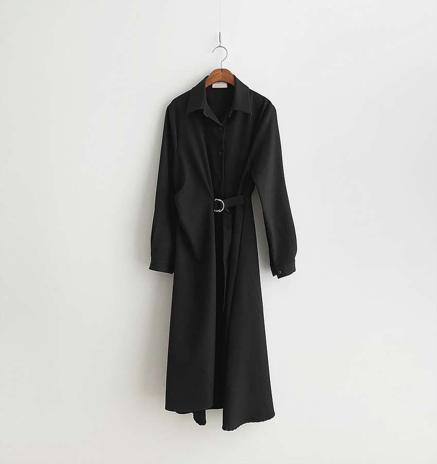イエベ春/イエベ秋服 上品シルエット ベルテッドシャツワンピース
