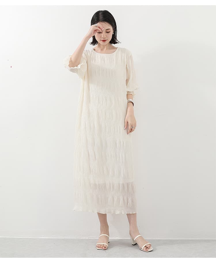 イエベ春/イエベ秋服 透かし編みニットワンピース