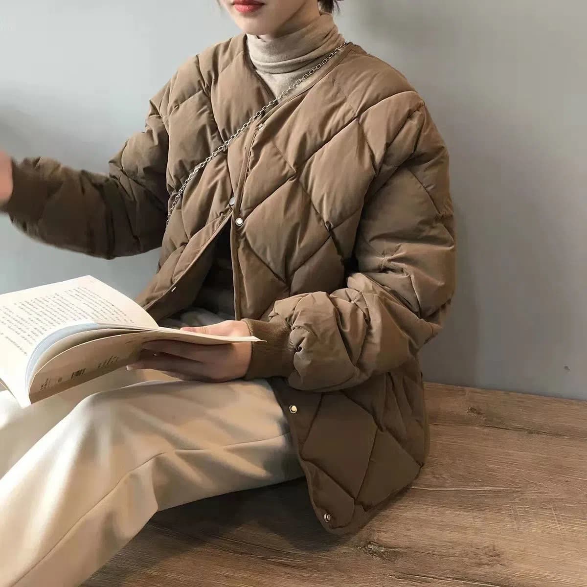 イエベ春/イエベ秋服 洗練された上品キルティング中綿ジャケット