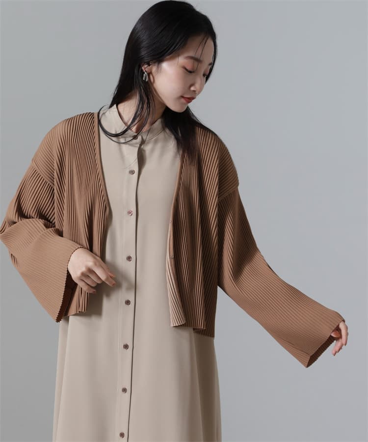 イエベ春/イエベ秋服 プリーツ編み袖カーディガン
