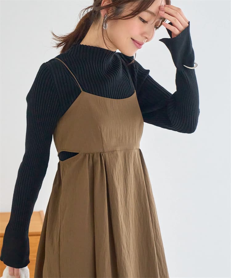 イエベ春/イエベ秋服 リブ編みタートルネック