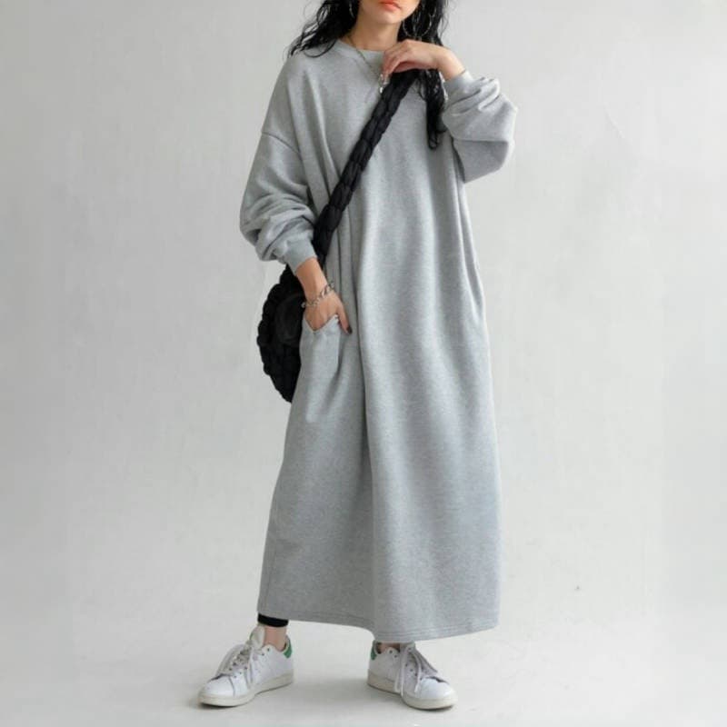 イエベ春/イエベ秋服 ゆったりサイズニットワンピース