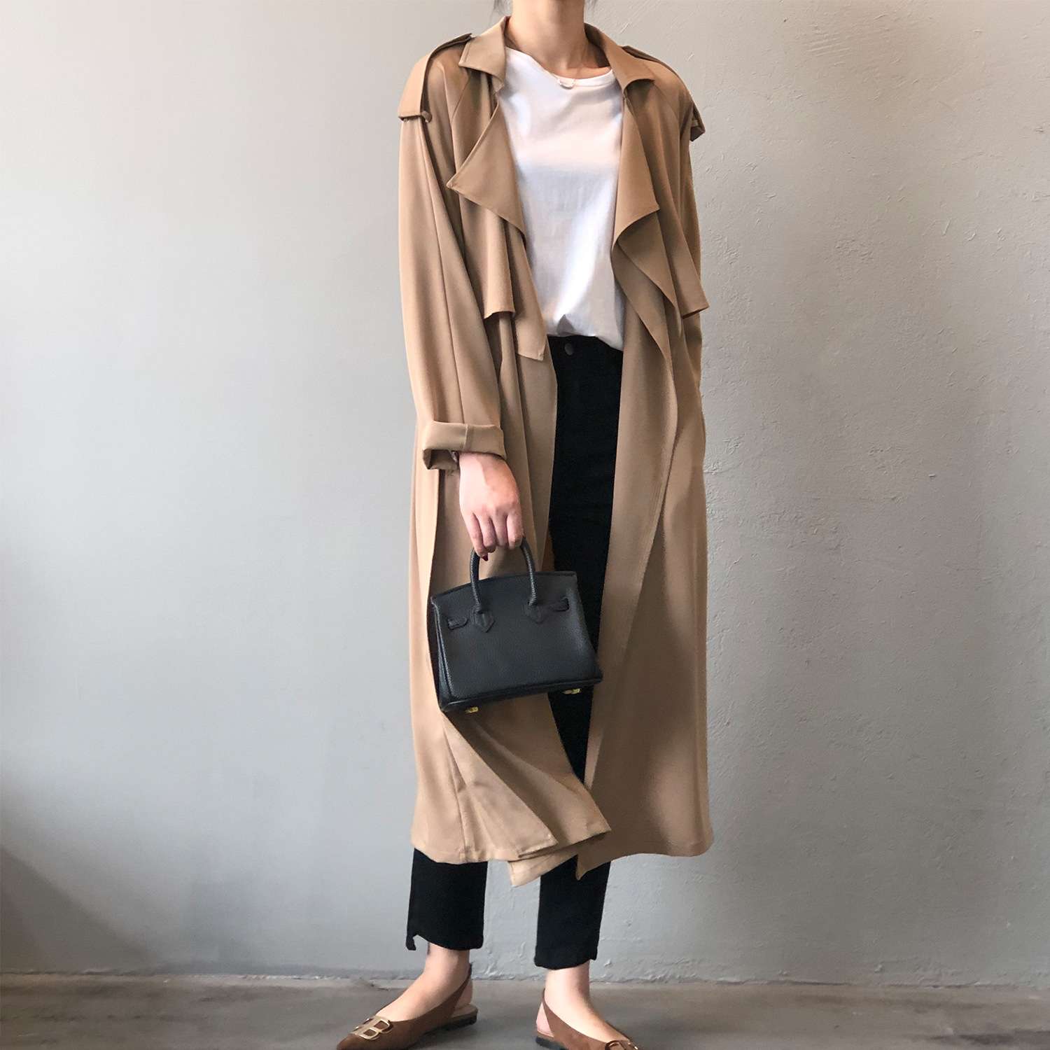 イエベ春/イエベ秋服 クラシカル ドレープロングコート
