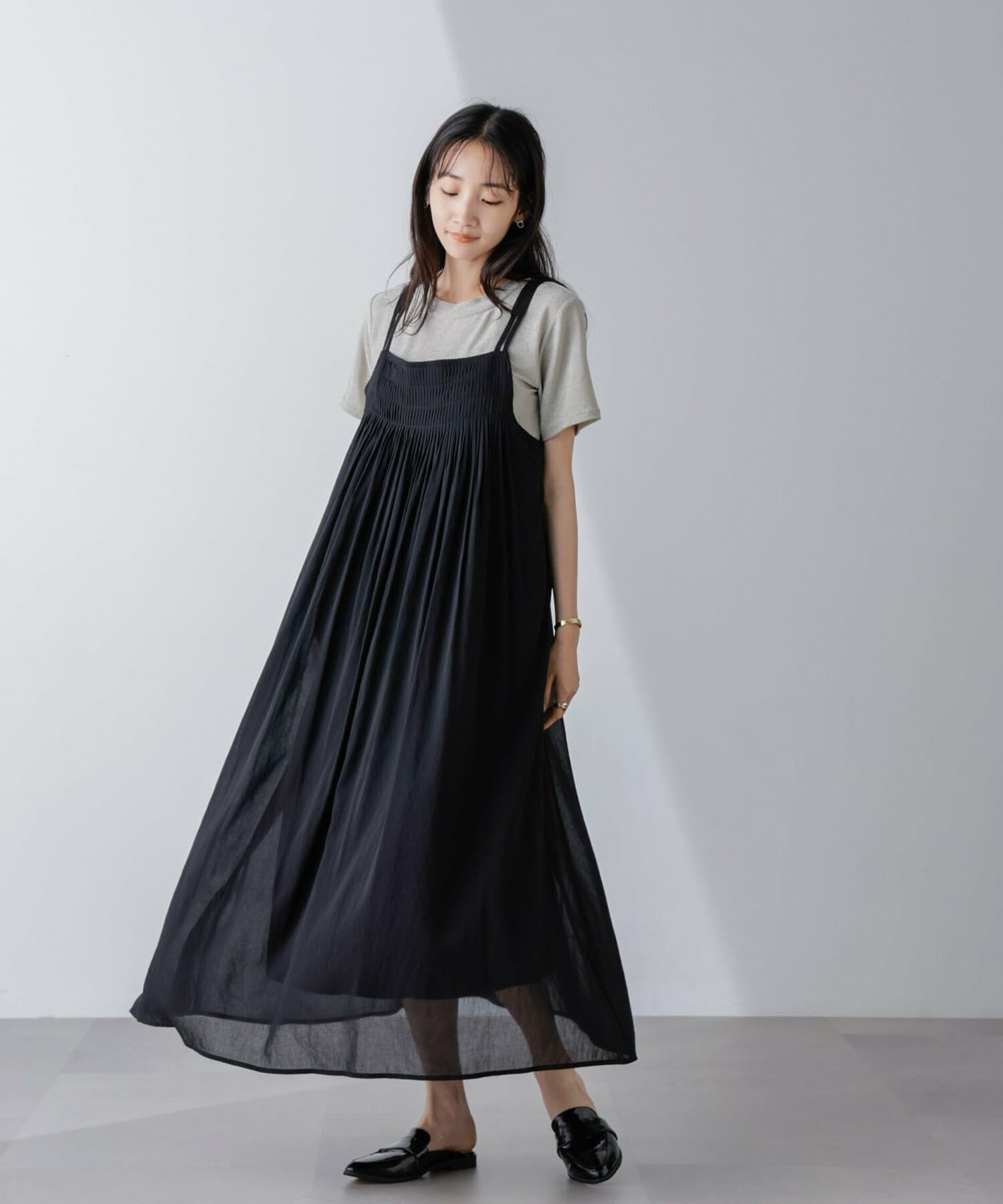イエベ春/イエベ秋服 ゆったりキャミワンピース