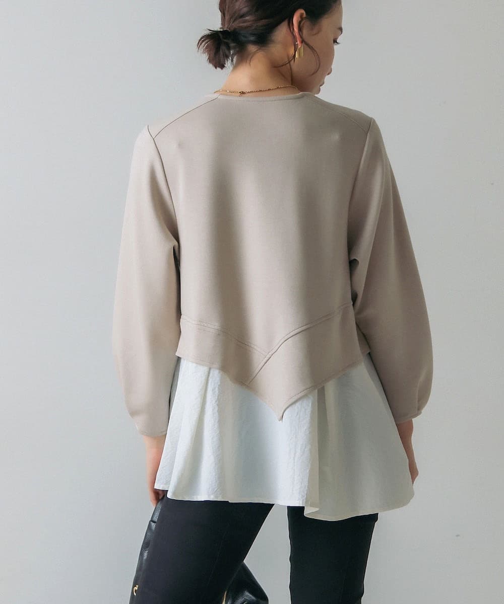 イエベ春/イエベ秋服 切り替えデザイン袖ふんわりTシャツ