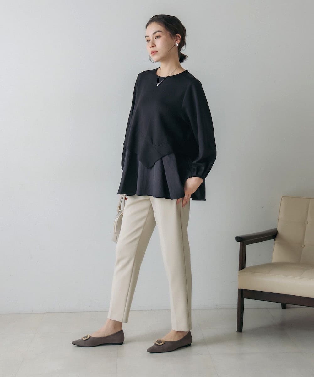 イエベ春/イエベ秋服 切り替えデザイン袖ふんわりTシャツ