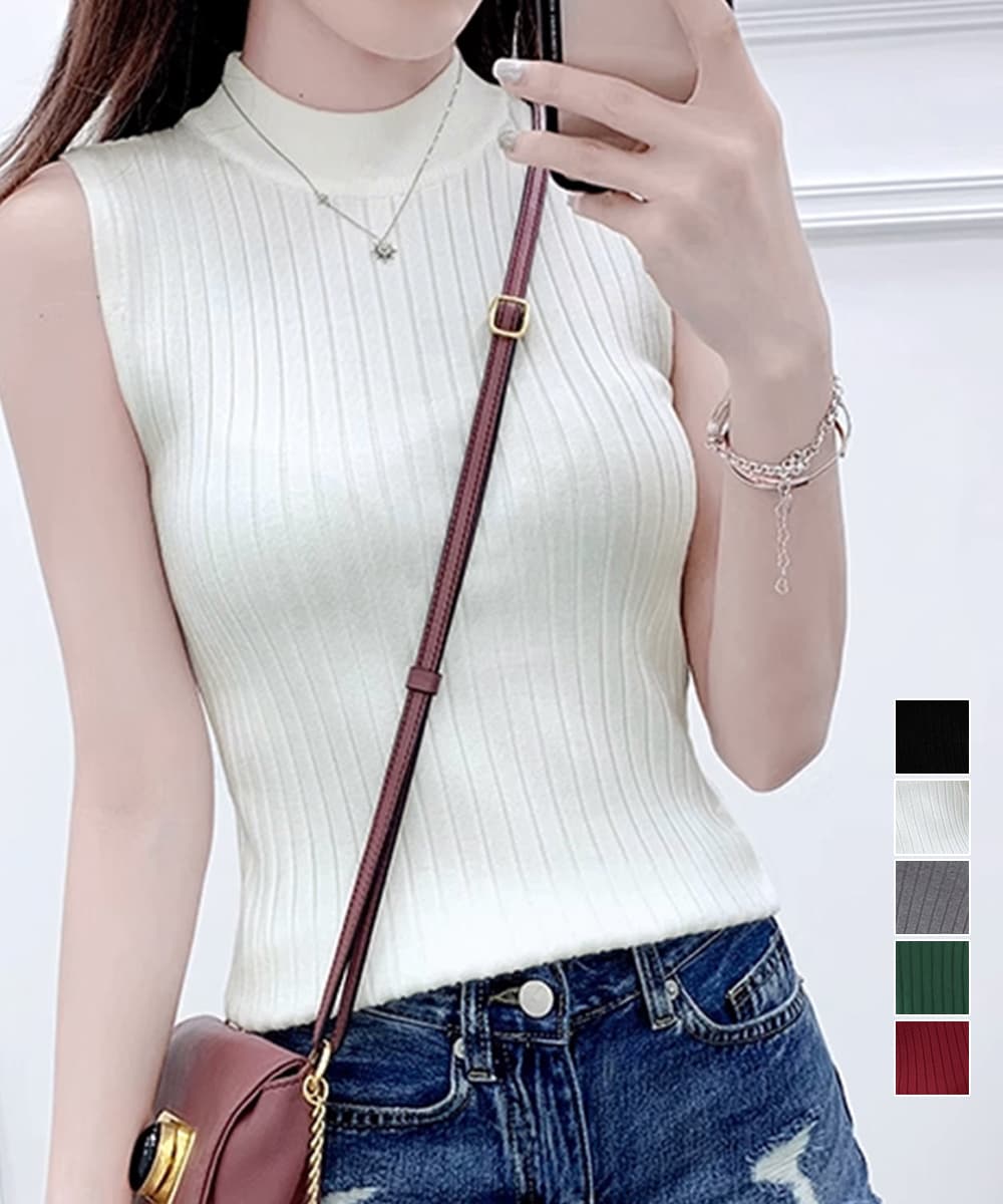 イエベ秋服 イエベ春/イエベ秋服リブノースリーブニット
