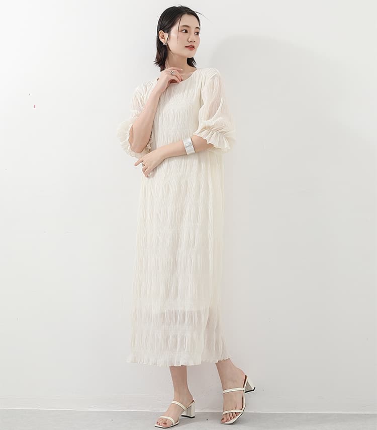 イエベ春/イエベ秋服 透かし編みニットワンピース
