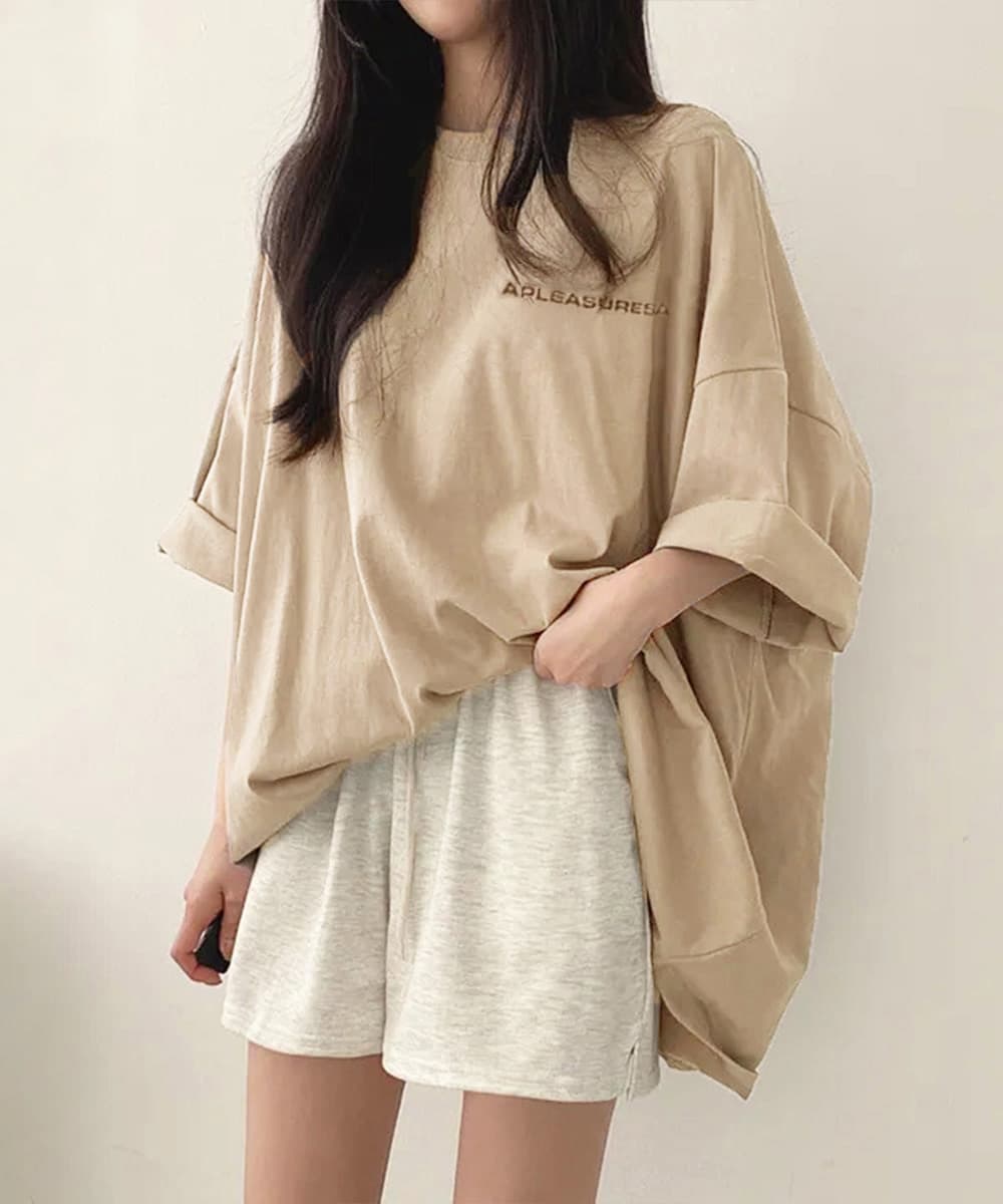 イエベ春/イエベ秋服 ゆったり文字プリント長袖スウェット体型カバー
