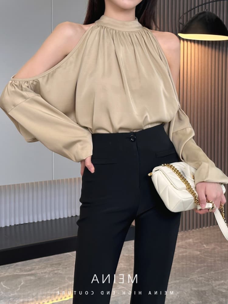 イエベ春/イエベ秋服 ぽわん袖オープンショルダーブラウス