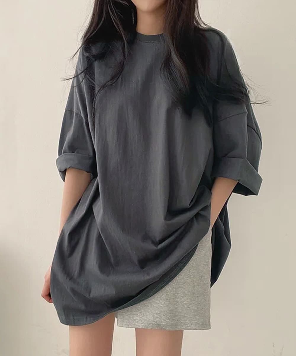 イエベ春/イエベ秋服 ゆったり文字プリント長袖スウェット体型カバー