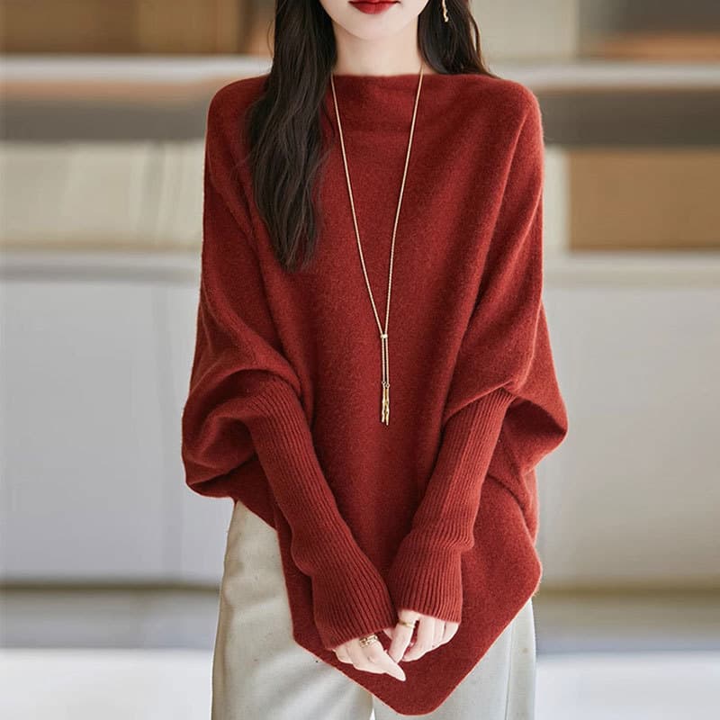 イエベ春/イエベ秋服 袖口リブ切り替えゆったりオーバーサイズニット