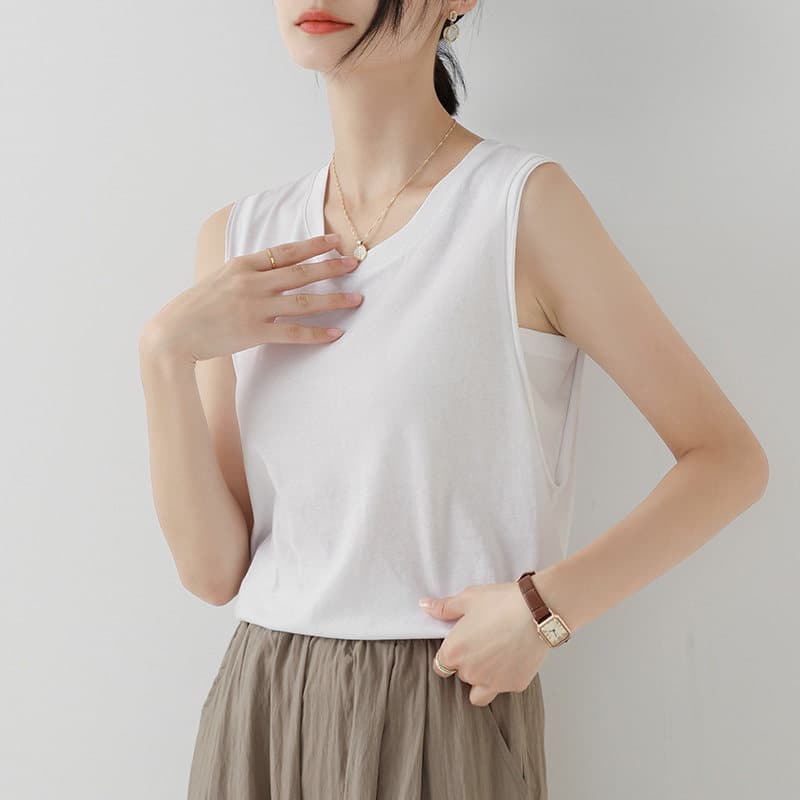 イエベ秋服 ミニマルノースリーブゆったりシルエットトップス