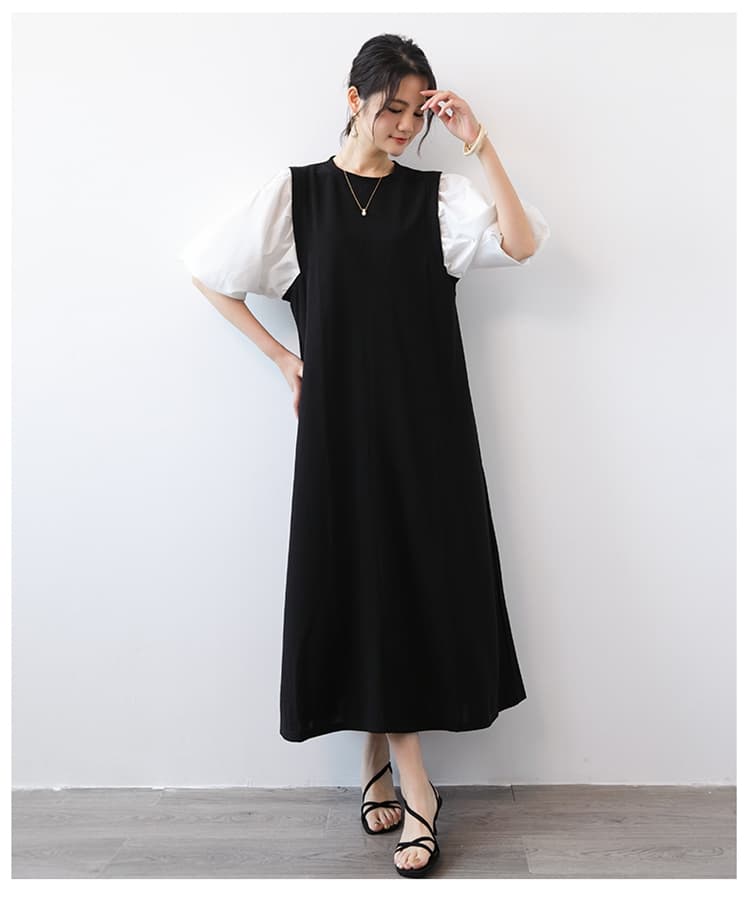 イエベ春/イエベ秋服 袖口レイヤードワンピース