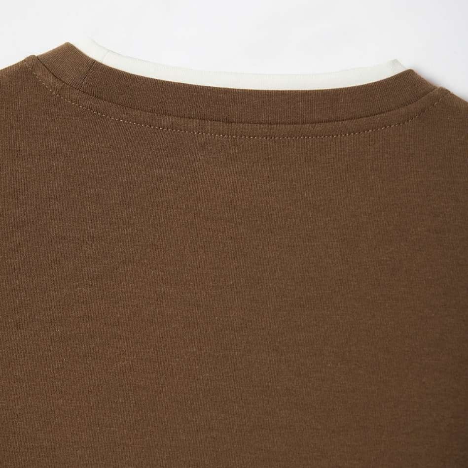 イエベ春/イエベ秋服 重ね着風ラウンドネック長袖トップス