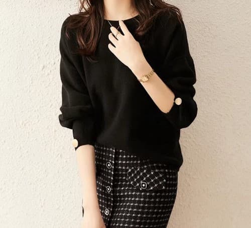 イエベ秋服 クルーネック プルオーバーニット
