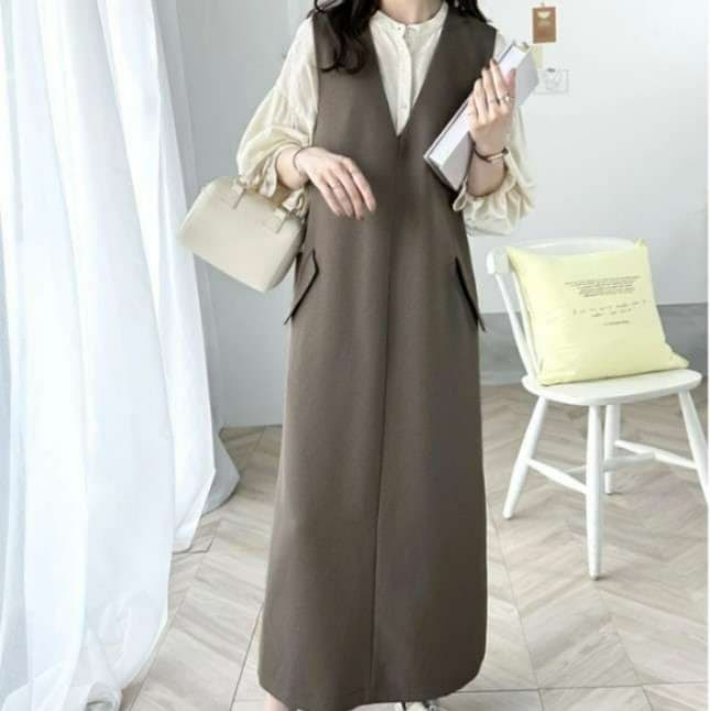 イエベ秋服 シンプル一枚仕立てベストワンピース