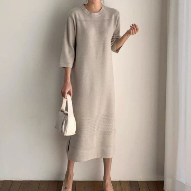 イエベ春/イエベ秋服 ニットロングワンピース